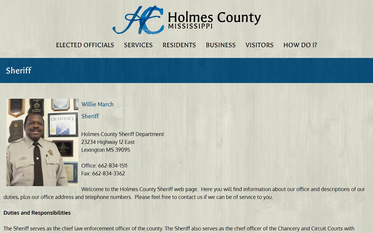 Holmes County sheriff inmate records contact page