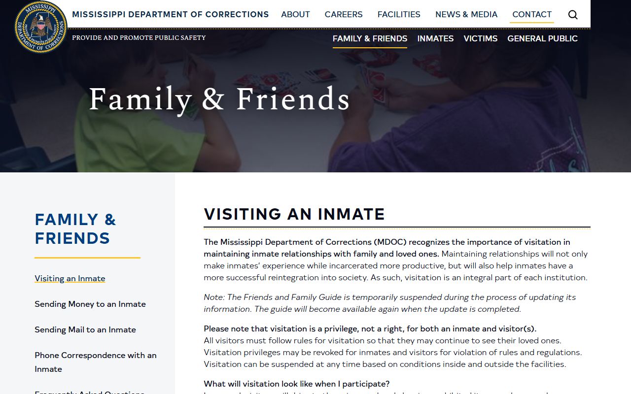 MDOC visitation rules for Holmes County regional inmate records
